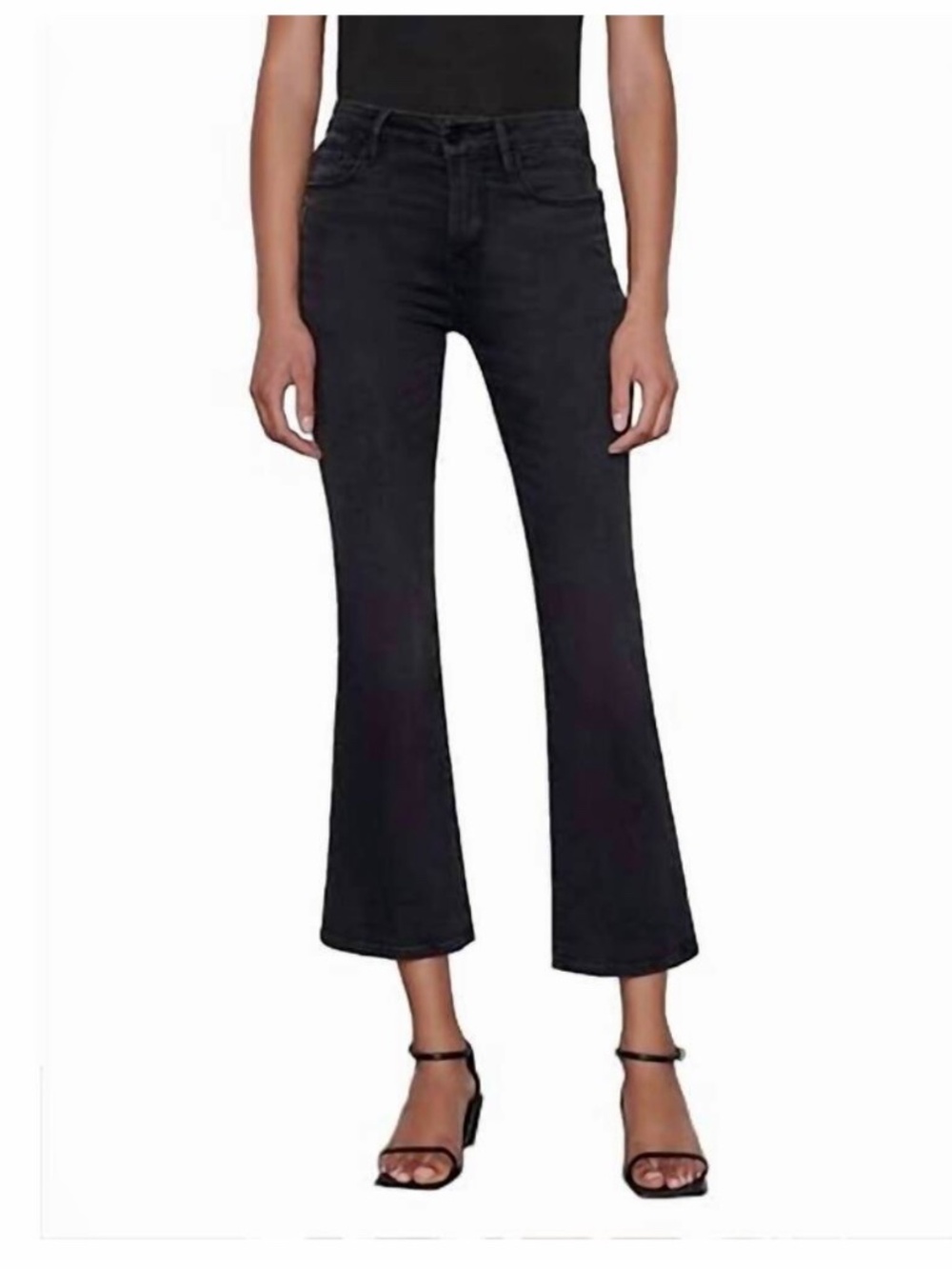 FRAME DENIM Le Crop Mini Boot Jeans in Carter/ Black Wash Size 31